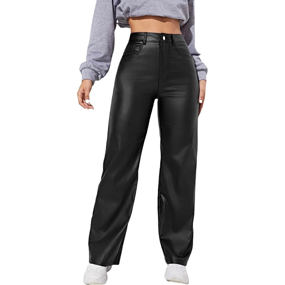 High Waisted Black Faux Leather Pants!